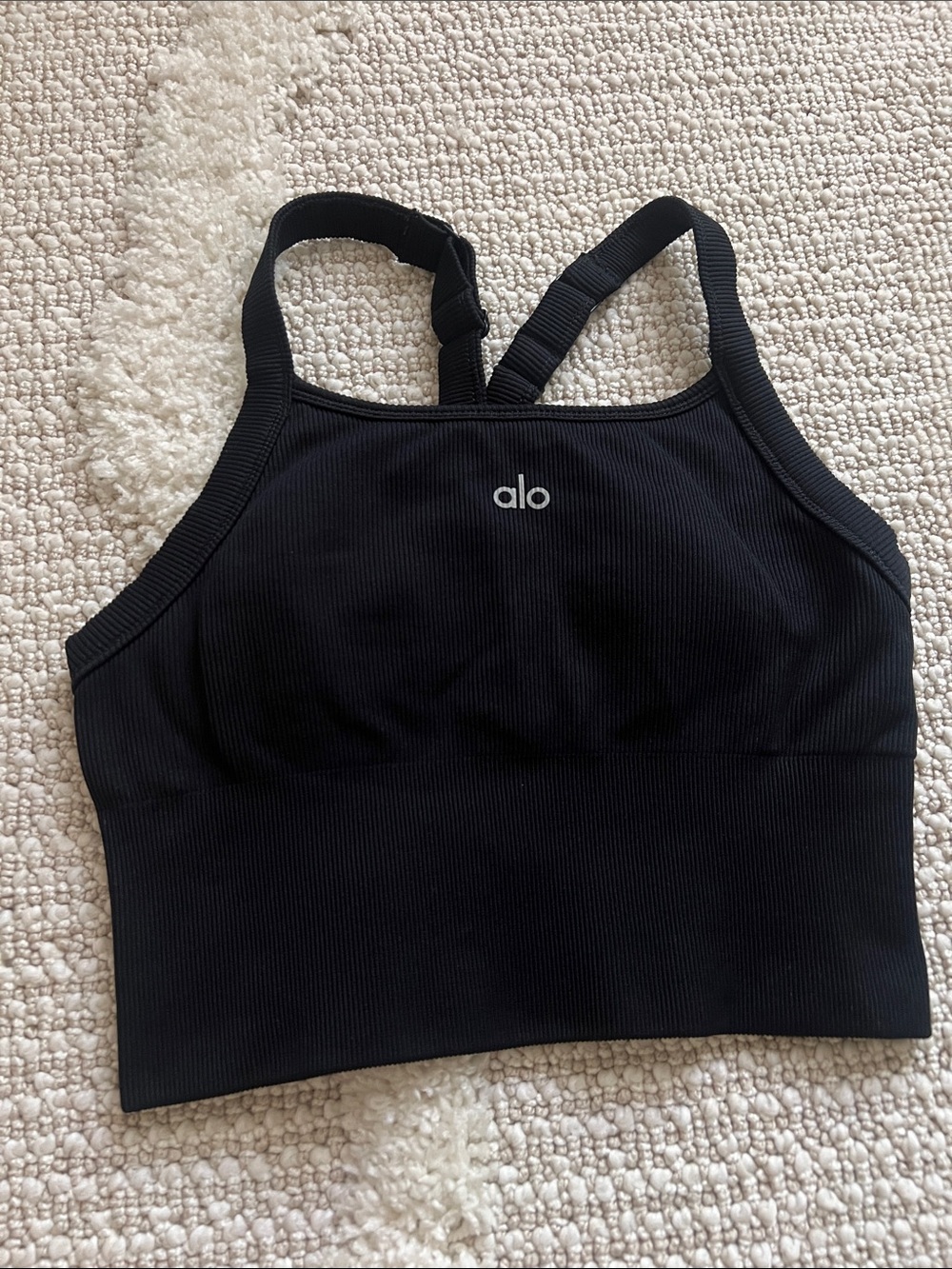 ALO Yoga Black Ribbed Bra Tank